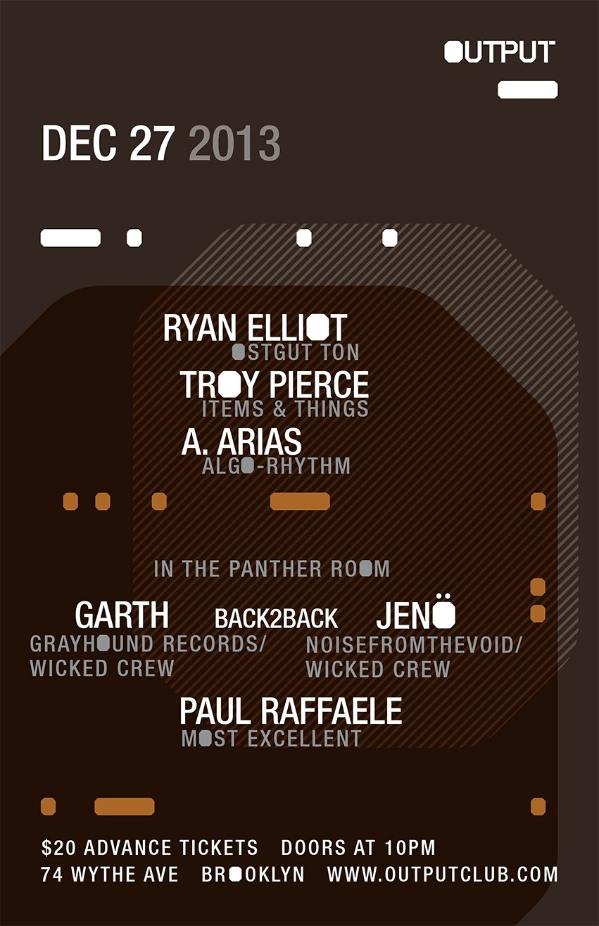 Ryan Elliot/ Troy Pierce/ A. Arias with DJ Garth/ Jeno/ Paul Raffaele - Flyer front