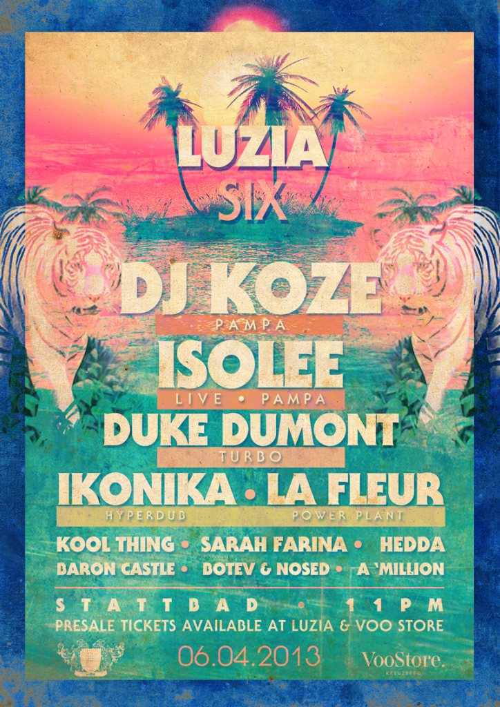 Luzia SIX with Dj Koze, Isoleé, Duke Dumont, Ikonika - Flyer front