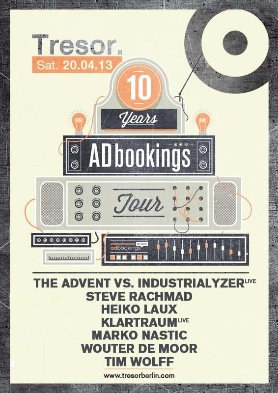Tresor presents 10 Years AD Bookings - Flyer front
