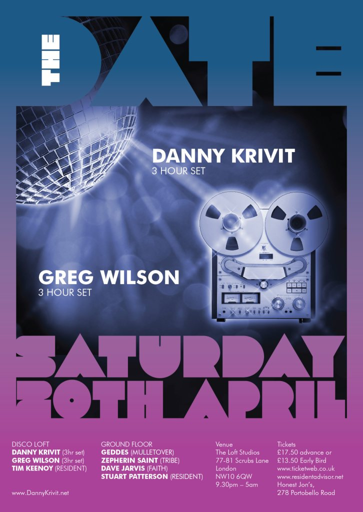 The Date with Danny Krivit & Greg Wilson - Flyer front