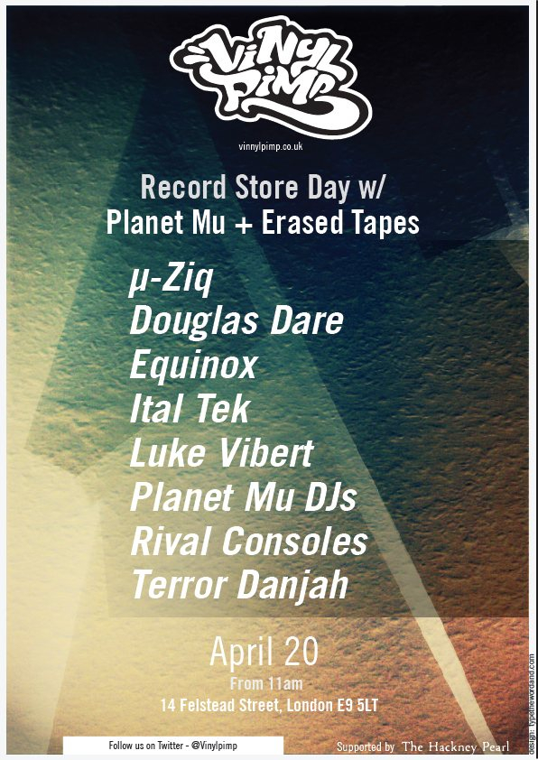 Record Store Day with Planet Mu + Erased Tapes - Flyer front