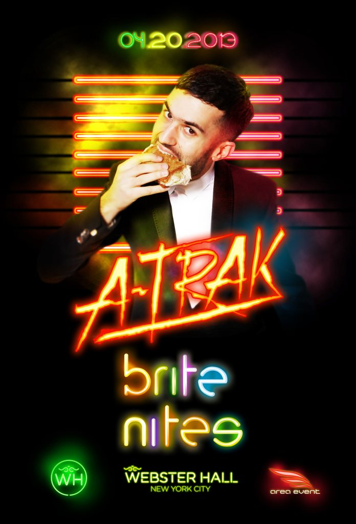 Area Event Pres. Brite Nites with A-Trak - Flyer front