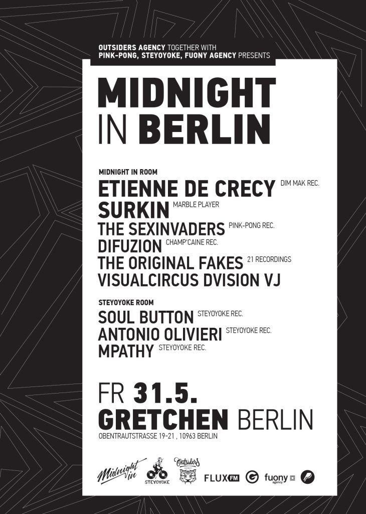 Midnight in Berlin: Etienne de Crécy & Surkin - Flyer back