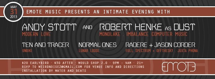 An Intimate Evening with Andy Stott and Robert Henke - Flyer front