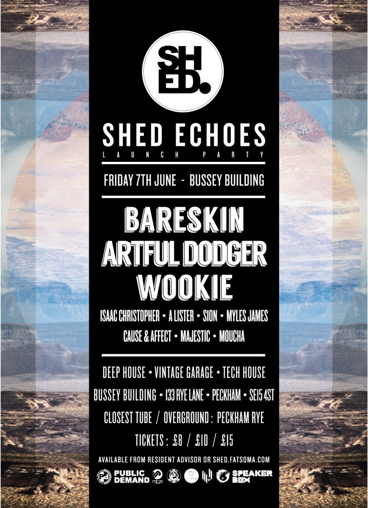 Shed Echoes - Bareskin / Artful Dodger / Wookie - Flyer front