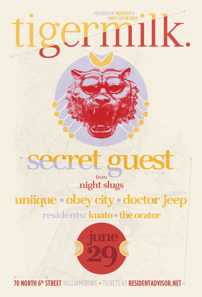 Tigermilk. with Secret Guest (Night Slugs) + DJ Uniique + Obey City b2b Doctor Jeep - Flyer front