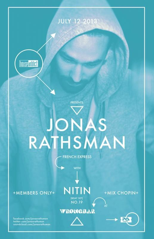 Houseaddict presents Jonas Rathsman + Nitin (Special Bday Set!) - Flyer front
