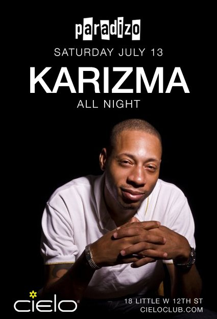 Paradizo presents Karizma - Flyer front