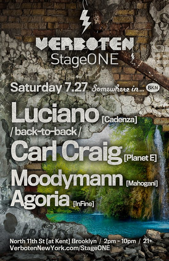 Verboten Stageone presents Somewhere in BKN: Luciano / Carl Craig / Moodymann / Agoria - Flyer back