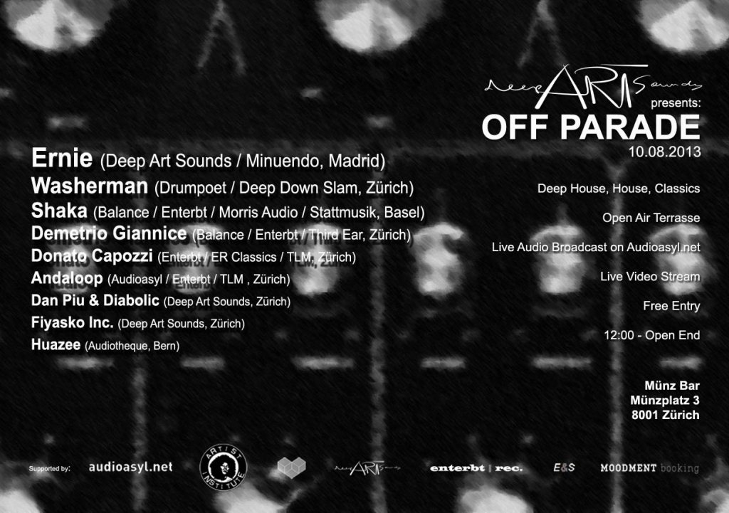 Deep Art Sounds presents Off Parade - Flyer back
