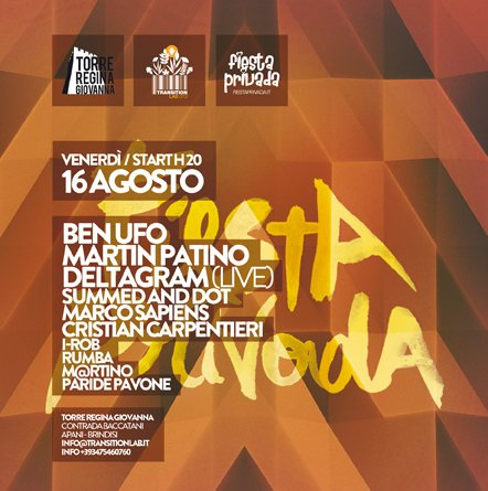 Fiesta Privada Salento at Torre Regina Giovanna -> BEN UFO Martin Patino - Flyer front
