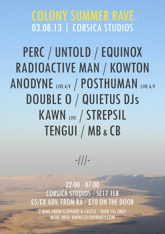 Colony Summer Rave - Flyer front