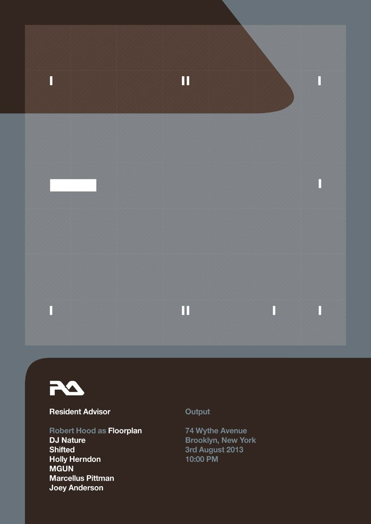 Resident Advisor feat. Robert Hood as Floorplan, DJ Nature, Holly Herndon - Flyer front