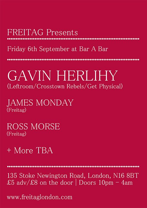 Freitag presents Gavin Herlihy - Flyer back