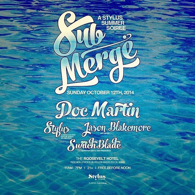 SUB Merge - Doc Martin, Stylus & More. Pool Party - Flyer front