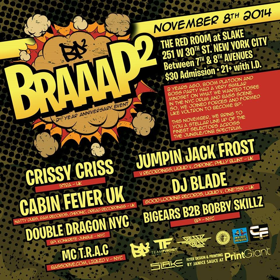 BraaaP² - BP² 2nd Anniversary with Crissy Criss / Jumpin Jack Frost / Cabin Fever - Flyer front