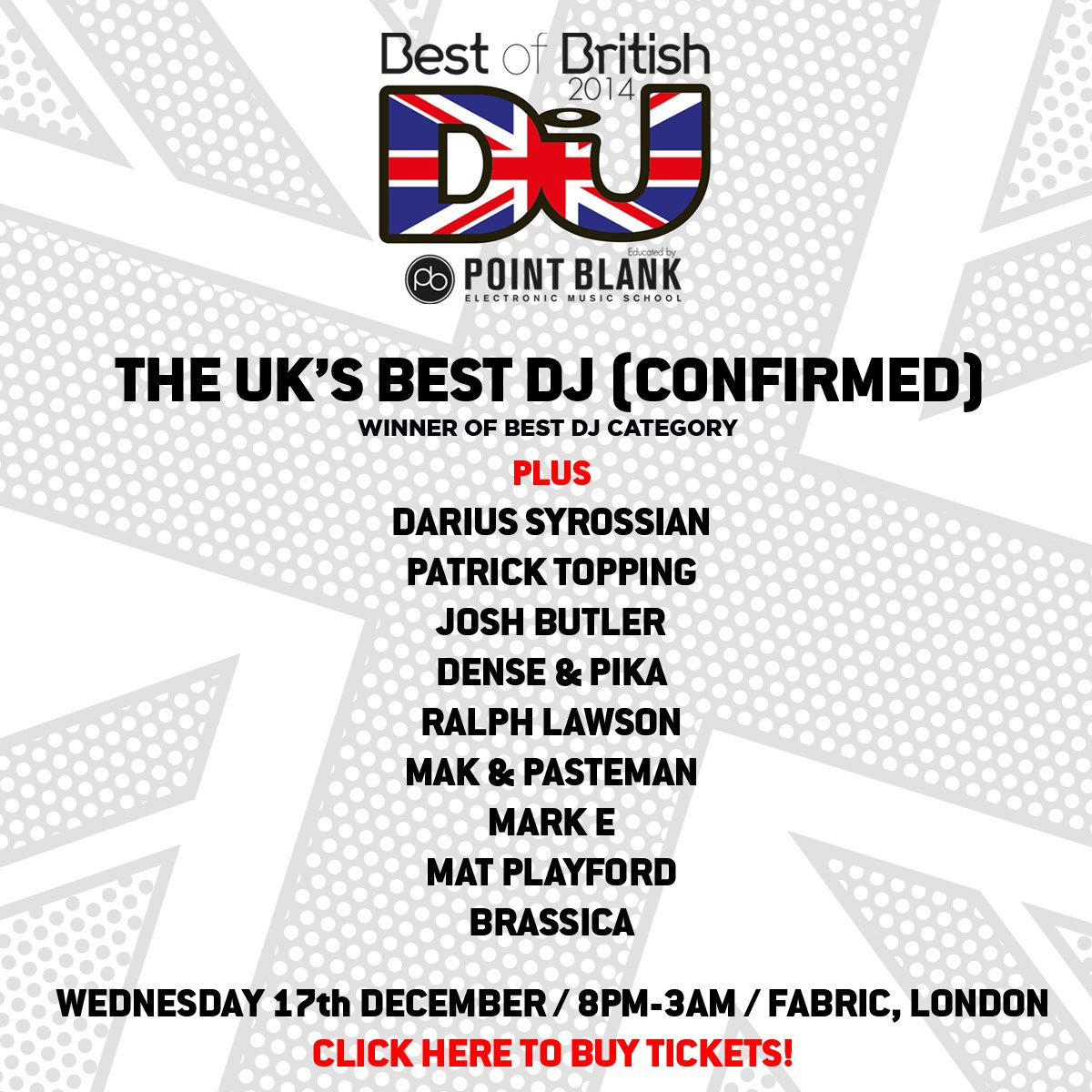 DJ Mag Best of British Awards 2014 - Flyer front