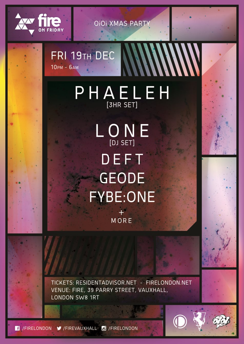 Oioi Xmas Party with Phaeleh 3hr Set, Lone, Deft, Geode & Fybe:One - Flyer front