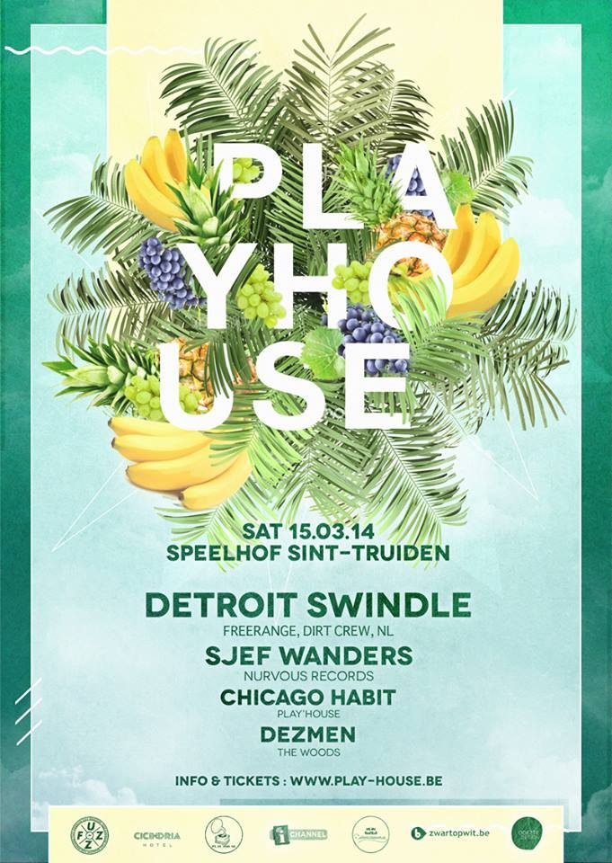 Play'house with Detroit Swindle - Flyer front