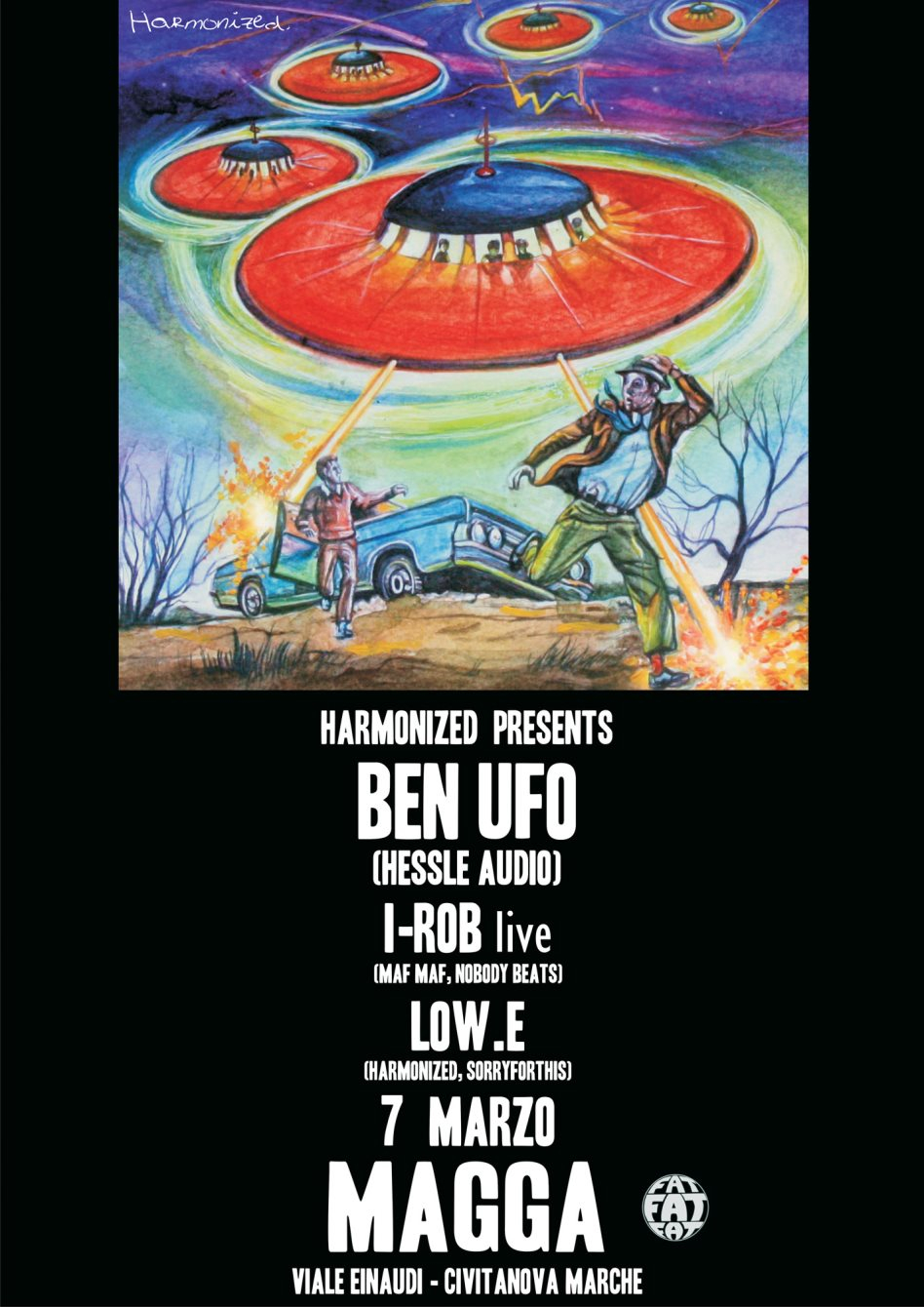 Harmonized with Ben Ufo, I-Rob (Live), Low.e - Flyer front