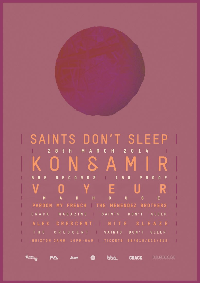 Saints Don't Sleep presents: Kon & Amir - Flyer front