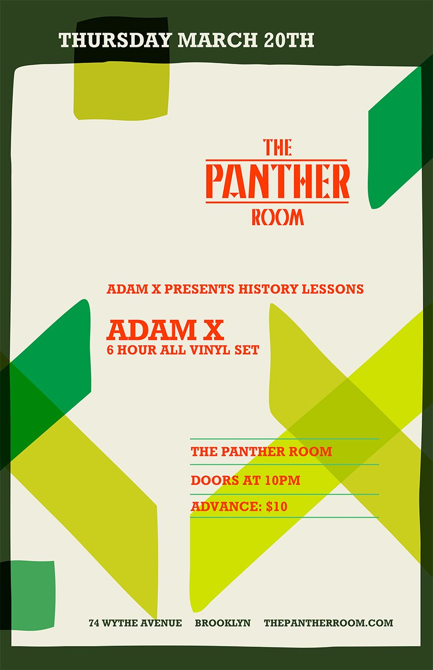 Adam X presents History Lessons - Flyer front
