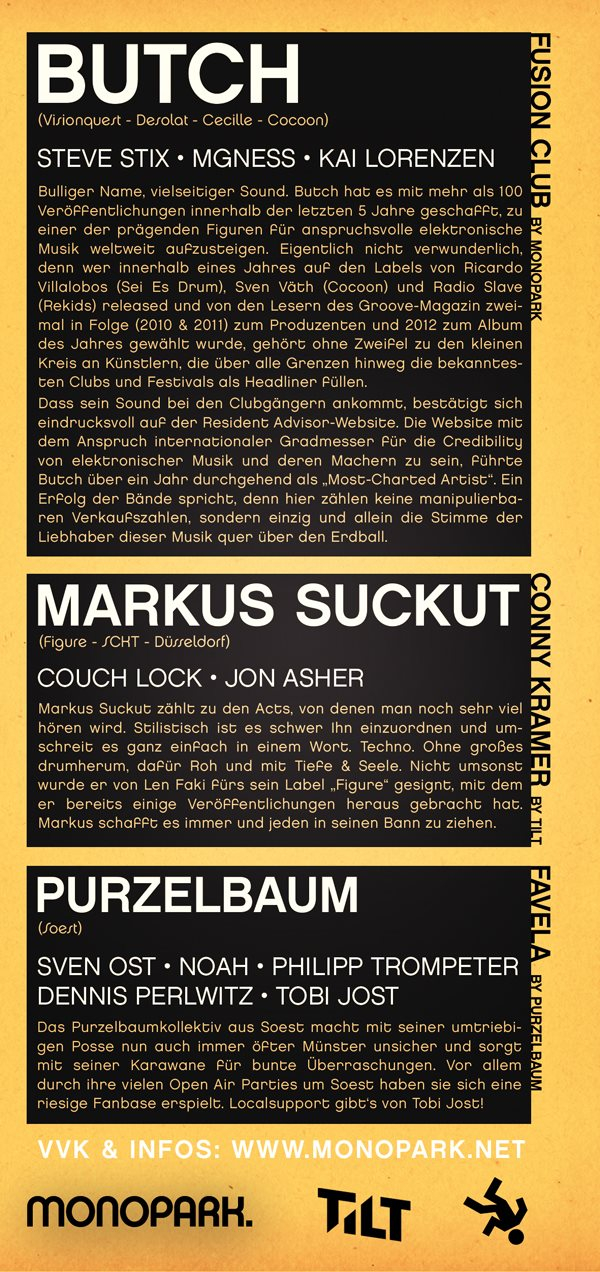 Monopark presents Butch & Markus Suckut - Flyer back