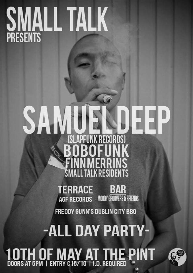 Small Talk presents Samuel Deep// All Day// BBQ! - Flyer front