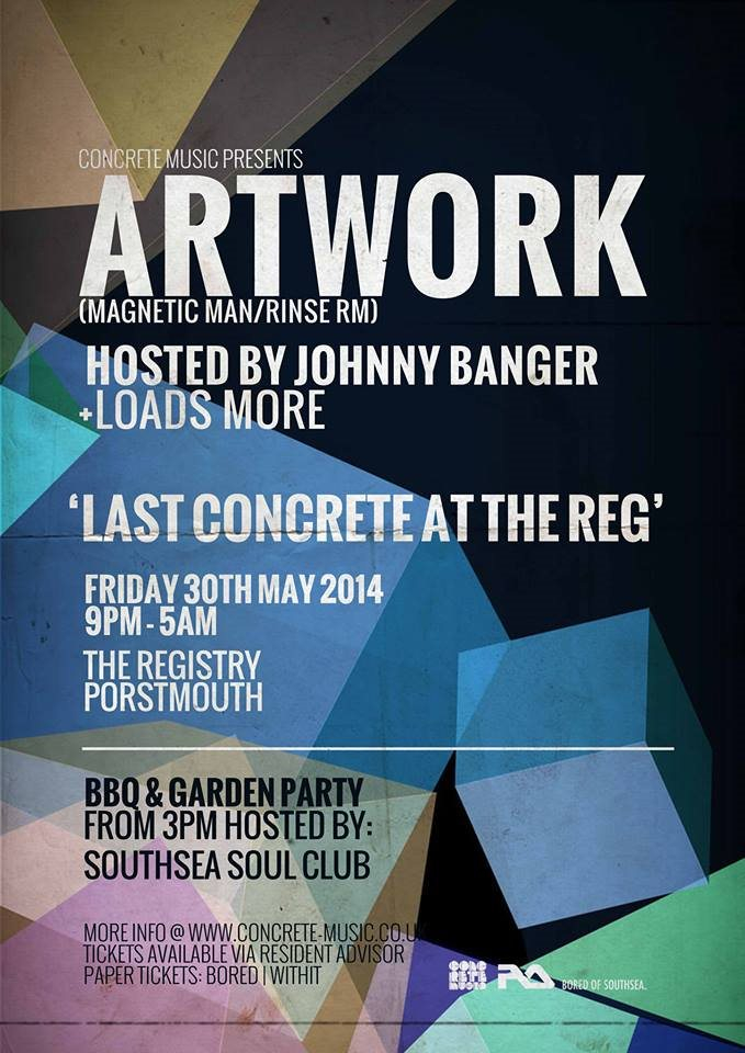 the Last Ever Concrete at the Reg: Artwork, Johnny Banger - Flyer front