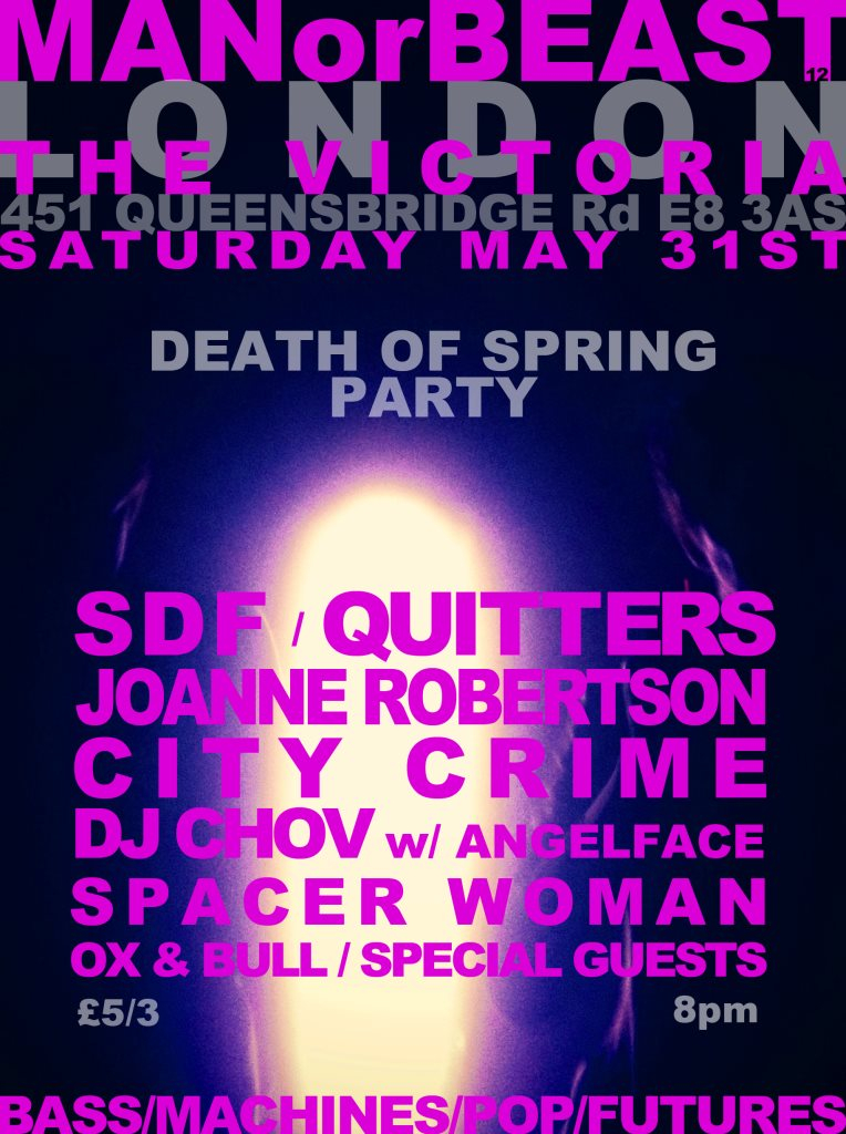 Man or Beast: Death of Spring Party - Flyer front