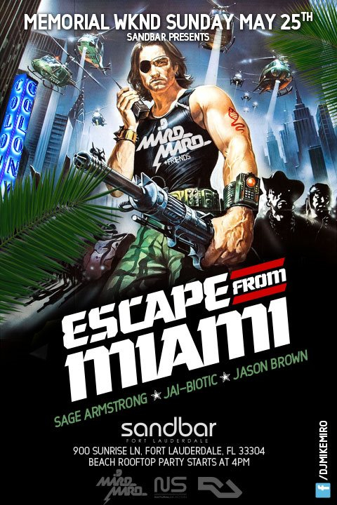 Mike Miro Friends Escape From Miami - Flyer front