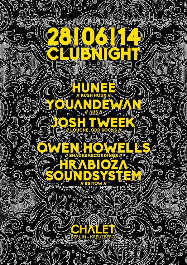 Clubnight with Hunee & Youandewan - Flyer front