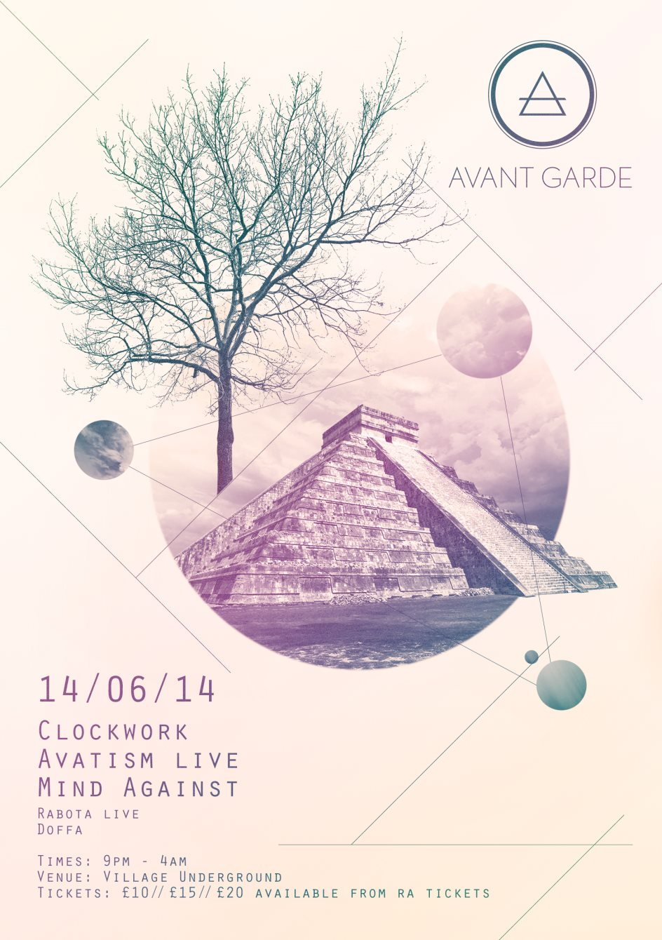 Avant Garde with Clockwork, Avatism (Live) & Mind Against - Flyer front