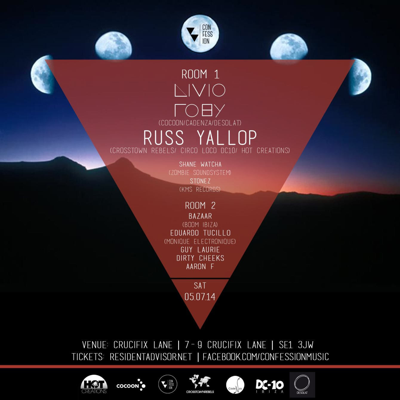 Confession with Livio & Roby, Russ Yallop & Guests - Flyer front