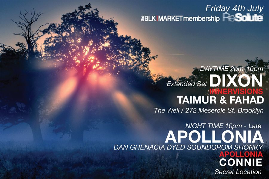 Blkmarket & Resolute July 4th Party at The Well & Night Time Event - Flyer front
