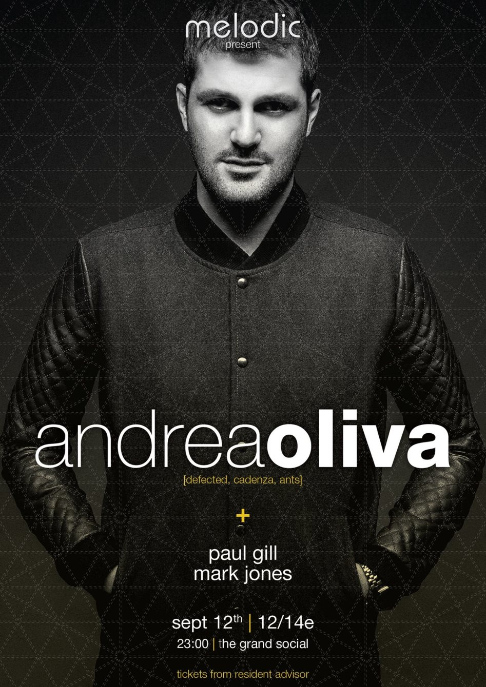 Melodic presents: Andrea Oliva - Flyer front
