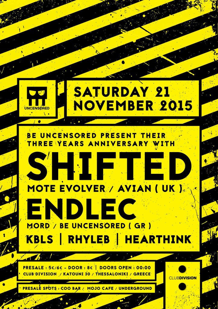 Be Uncensored with Shifted - Flyer front