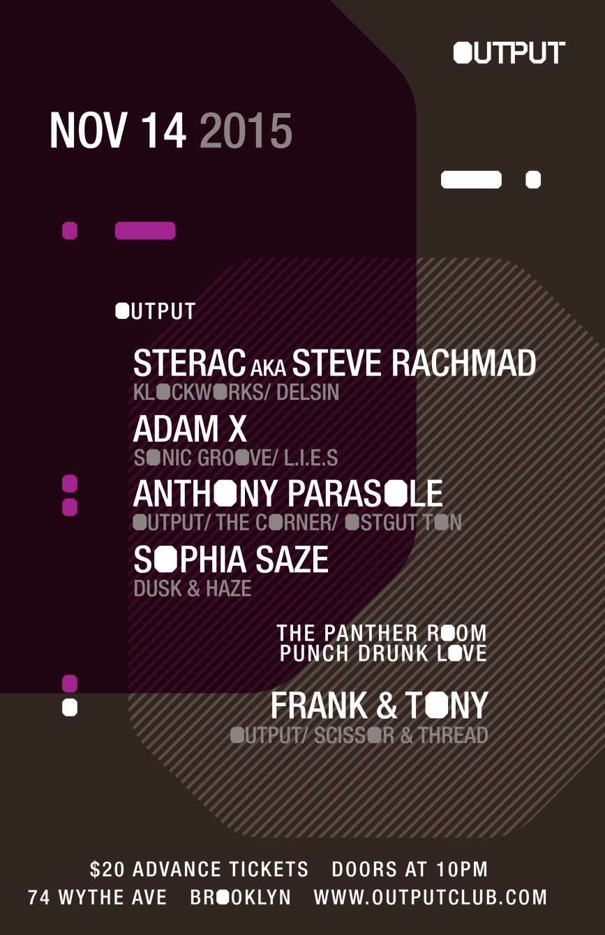 Sterac aka Steve Rachmad/ Adam X/ Anthony Parasole/ Sophia Saze + Punch Drunk Love in Panther - Flyer front
