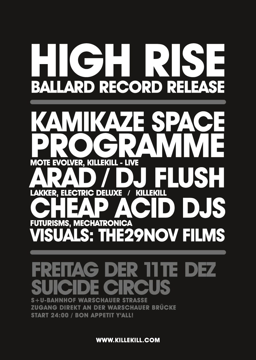 High Rise: Kamikaze Space Programme Record Release - Flyer back