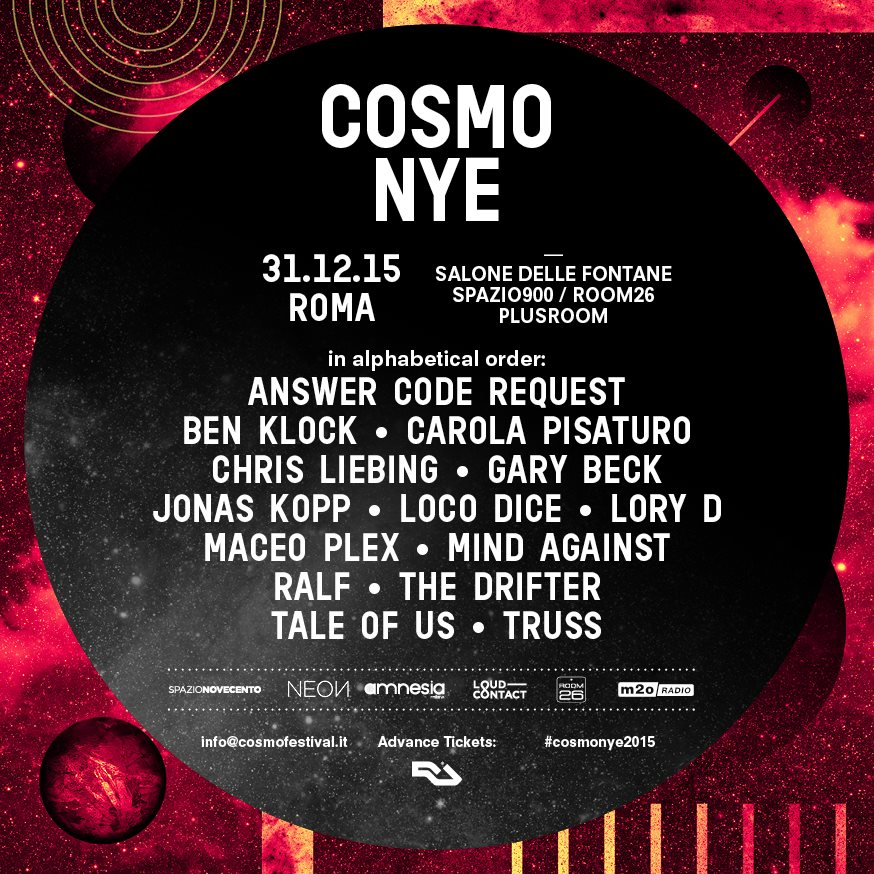 Cosmo NYE Rome Electronic Festival - Flyer back