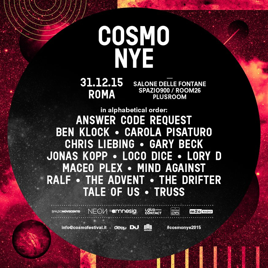 Cosmo NYE Rome Electronic Festival - Flyer front