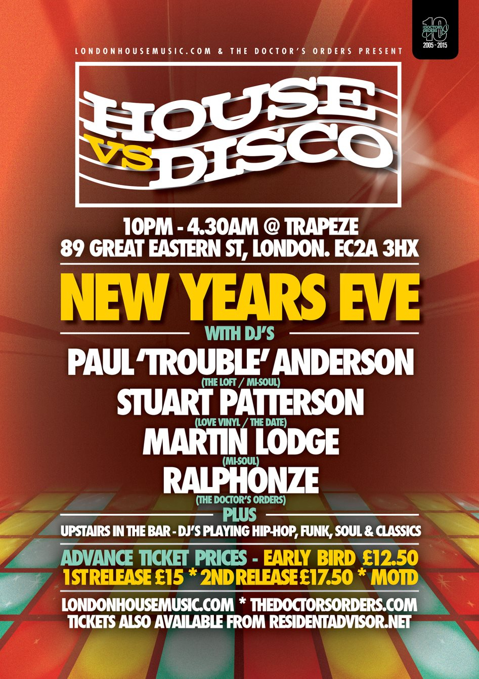 House vs Disco NYE Party - Flyer front