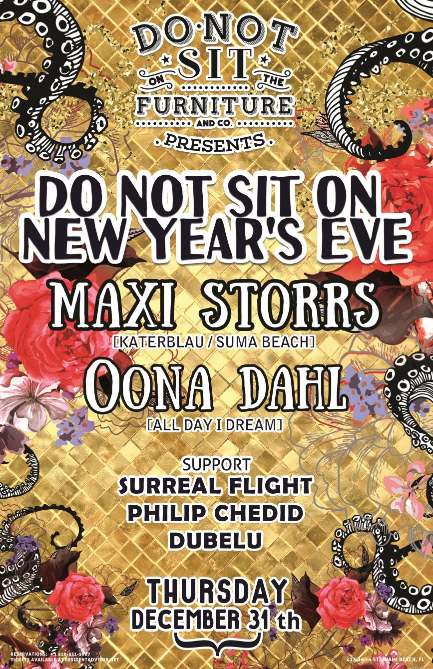 NYE with Maxi Storrs + Oona Dahl - Flyer front