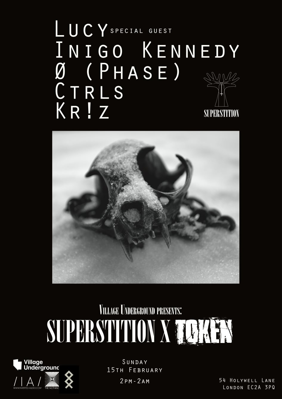 Superstition X Token Records Aphelion Tour W/ Lucy, Ø [Phase], Inigo Kennedy, Kr!z, Ctrls - Flyer front