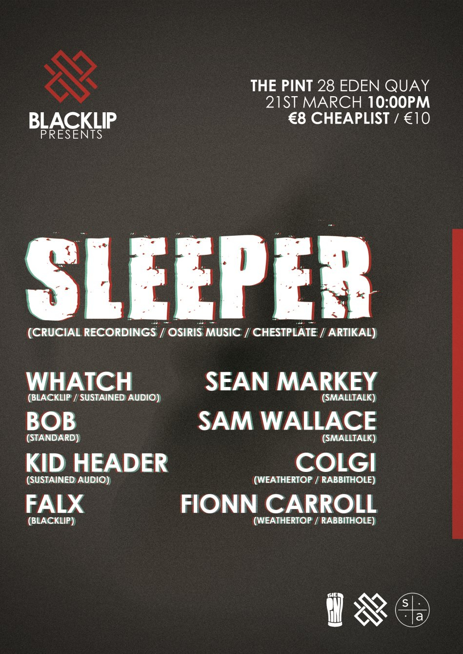 Blacklip presents: Sleeper - Flyer front