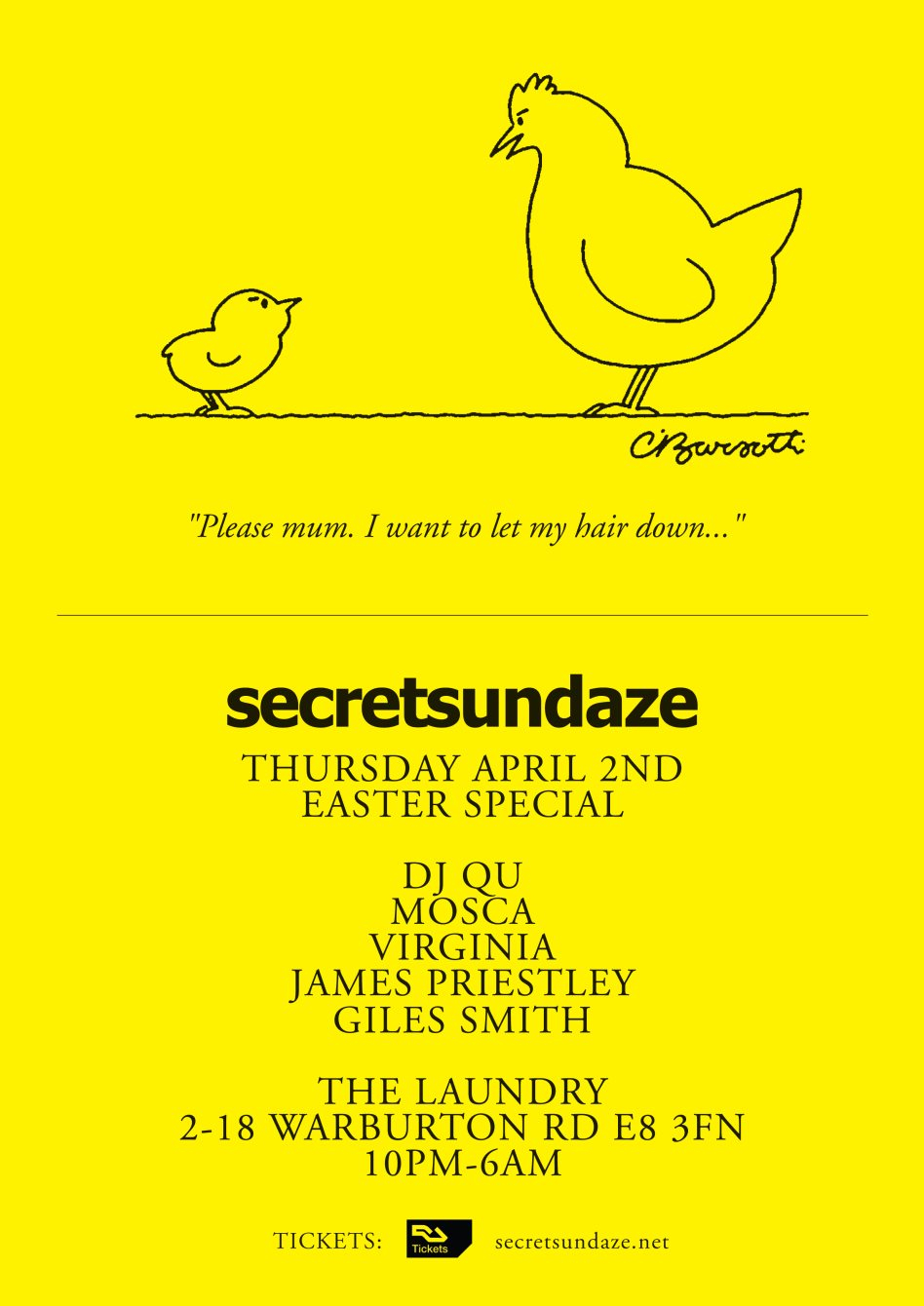 Secretsundaze Easter Special with DJ Qu, Mosca, Virginia, James Priestley & Giles Smith - Flyer back