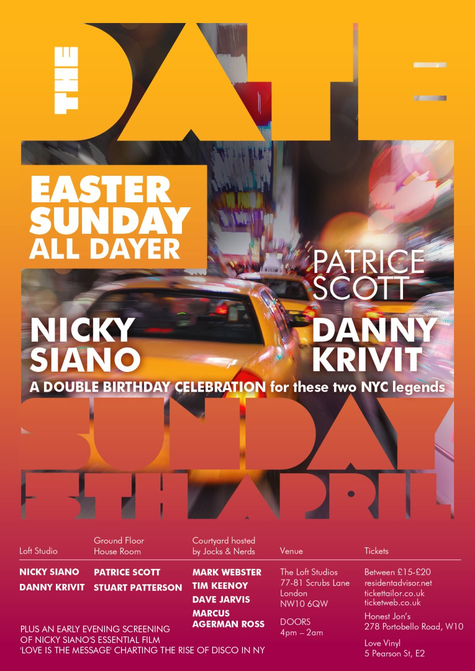 The Date Easter Special with Danny Krivit + Nicky Siano + Patrice Scott - Flyer front