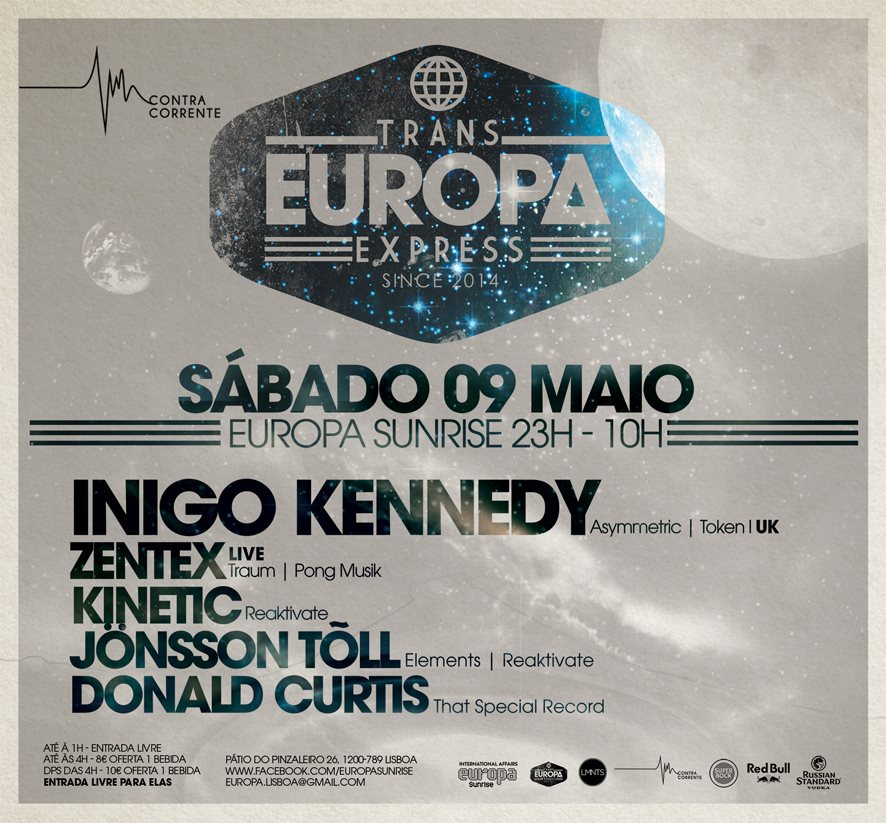 Trans Europa Express presents Contracorrente with Inigo Kennedy, Zentex & Kinetic - Flyer front