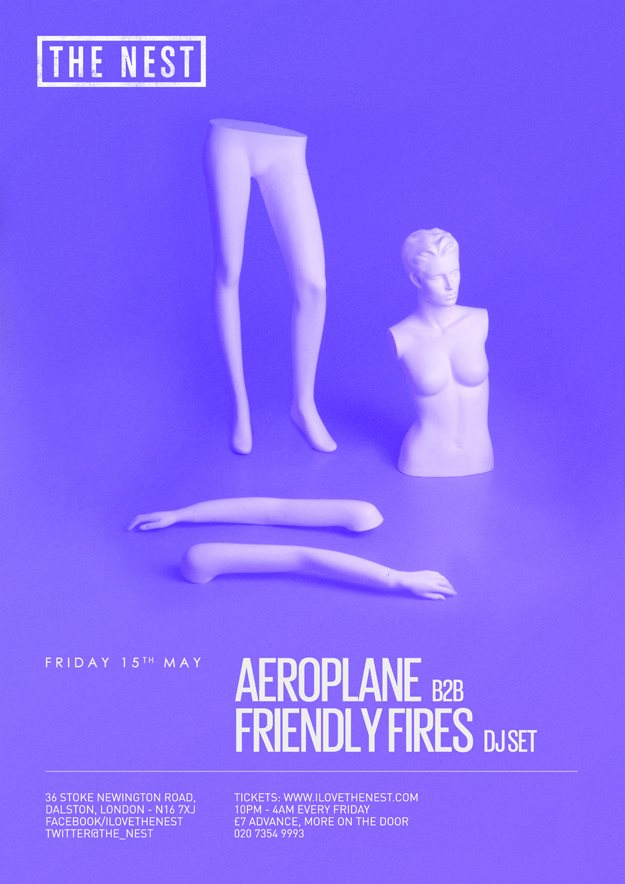 Aeroplane + Friendly Fires (DJ Set) + Kiwi - Flyer front