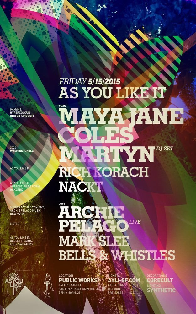 As You Like It with Maya Jane Coles, Martyn and Archie Pelago - Flyer front